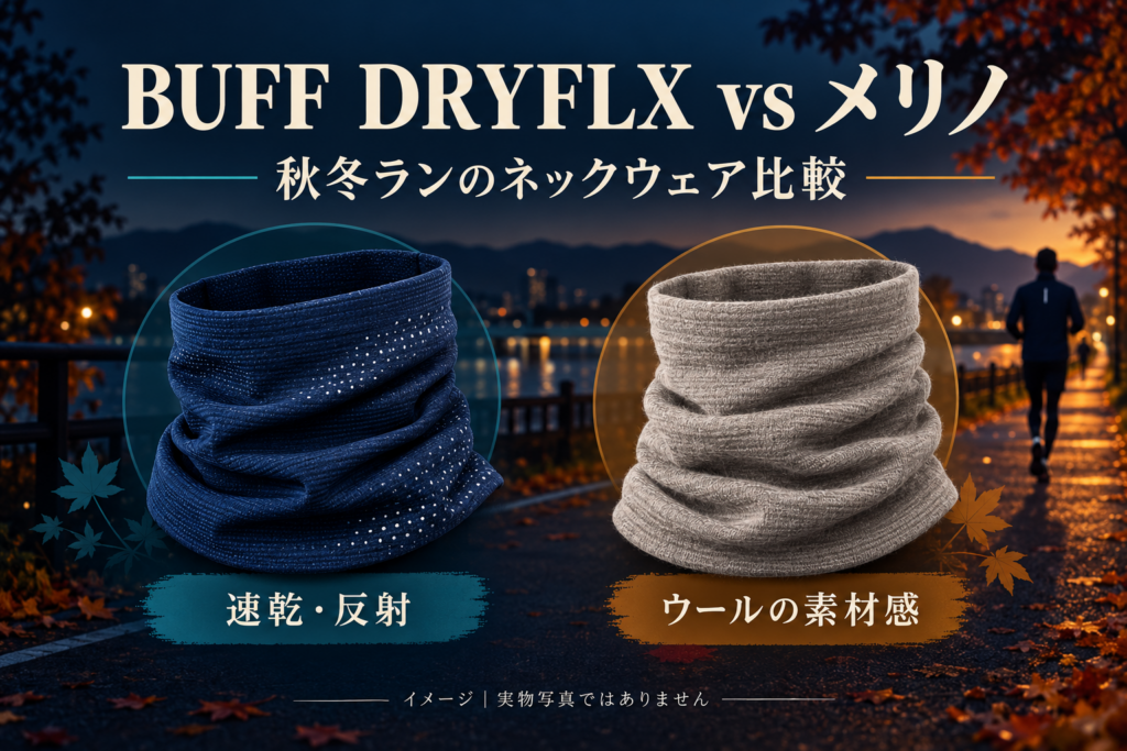 Concept illustration of running neckwear, not actual product photographs