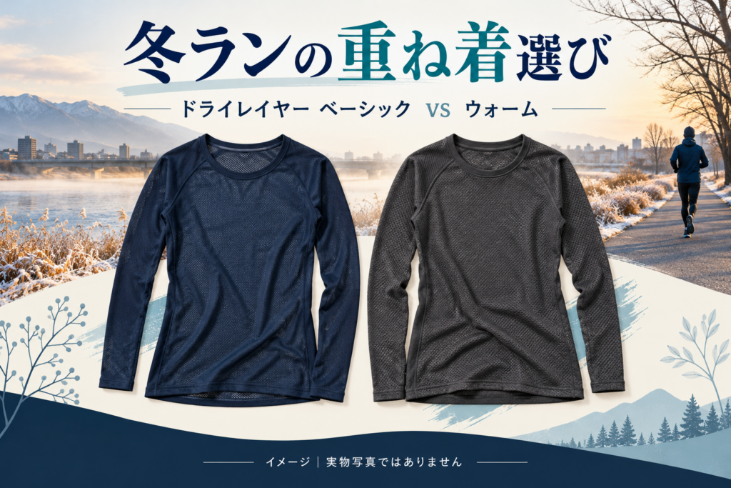 Concept illustration of winter running layers, not actual product photographs