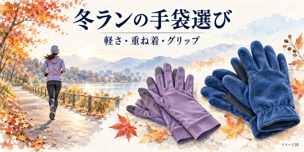 冬ランと手袋のイメージ図。パタゴニア商品の実物写真ではありません。