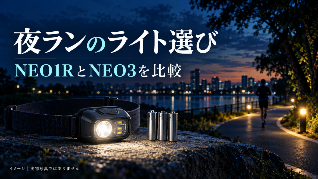 Concept illustration of running headlamps, not actual product photographs