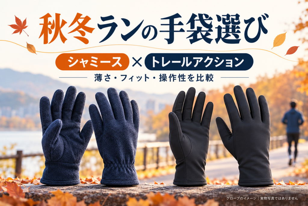 ランニング用グローブの比較イメージ。特定商品の実物写真ではありません