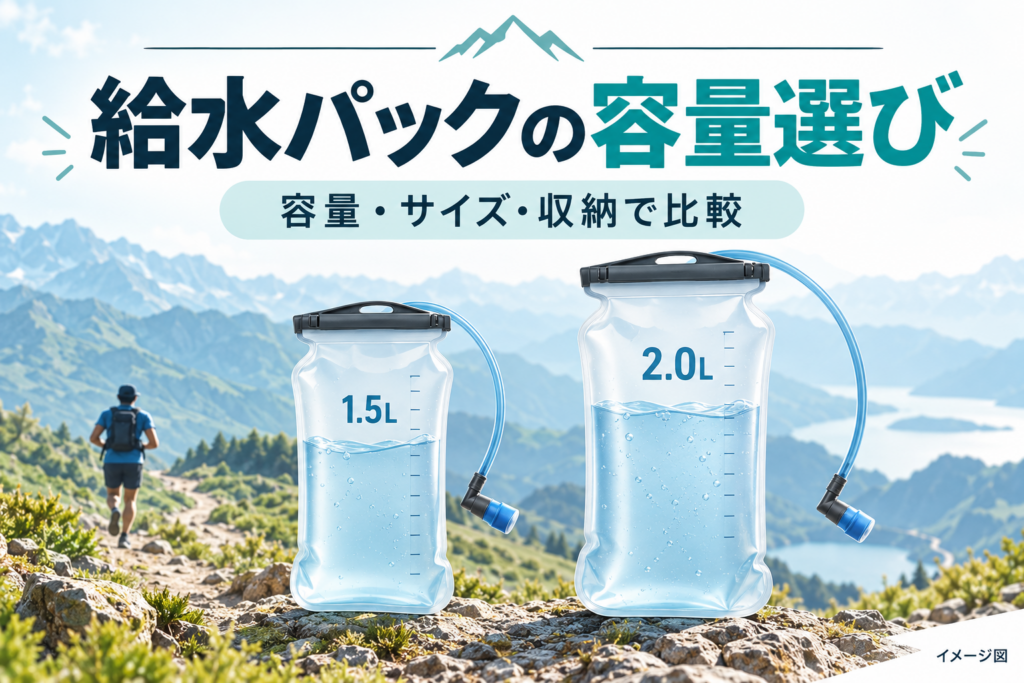 給水パックの容量選びのイメージ図。実物の商品写真ではありません。