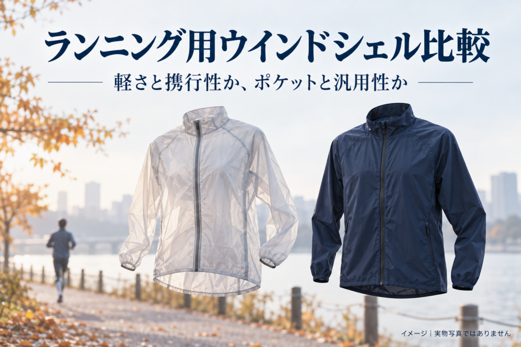 ランニング用ウインドシェルの比較イメージ。特定商品の実物写真ではありません