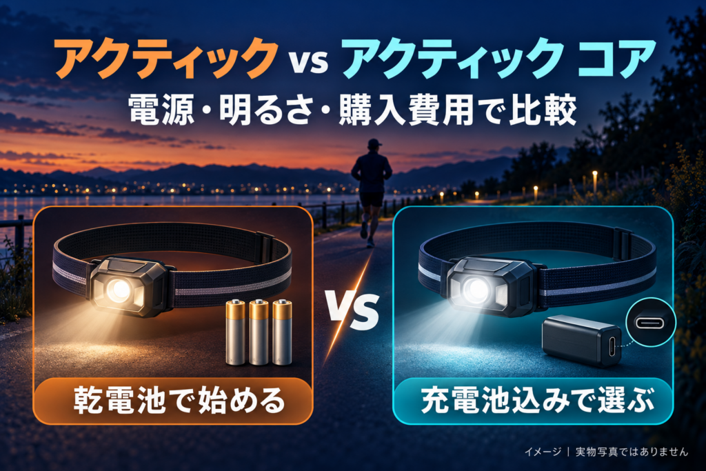 Concept illustration of headlamp power sources, not actual product photographs