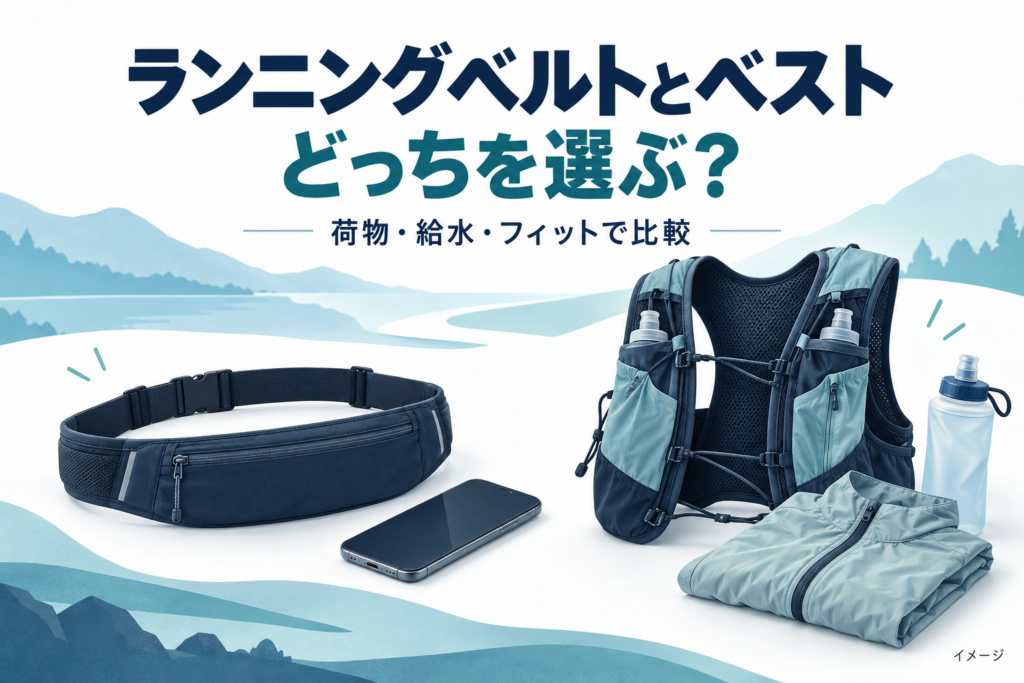 ランニングベルトとベストの比較イメージ。特定商品の実物写真ではありません