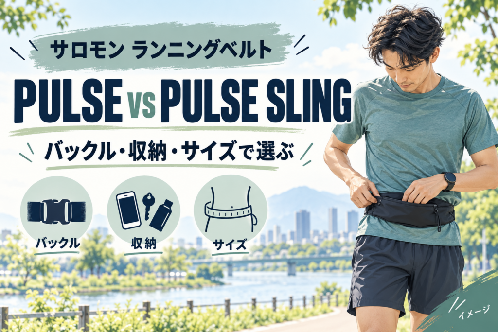 PULSEとPULSE SLINGの比較。ランニングベルトとランナーのイメージ。実物写真ではありません