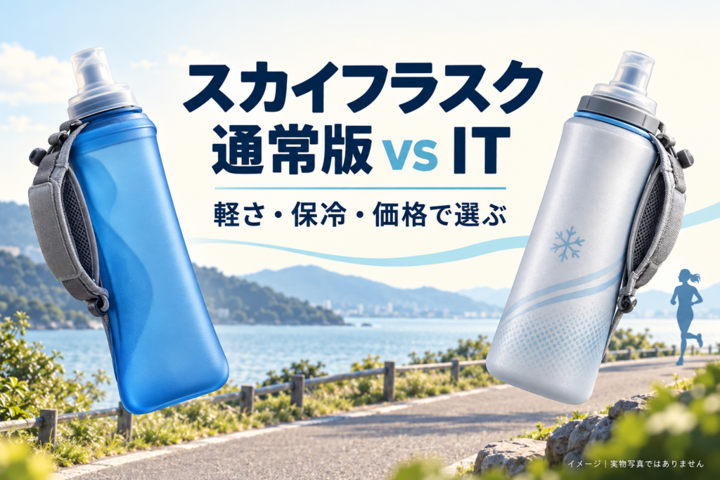 Concept illustration of handheld running flasks, not actual product photographs