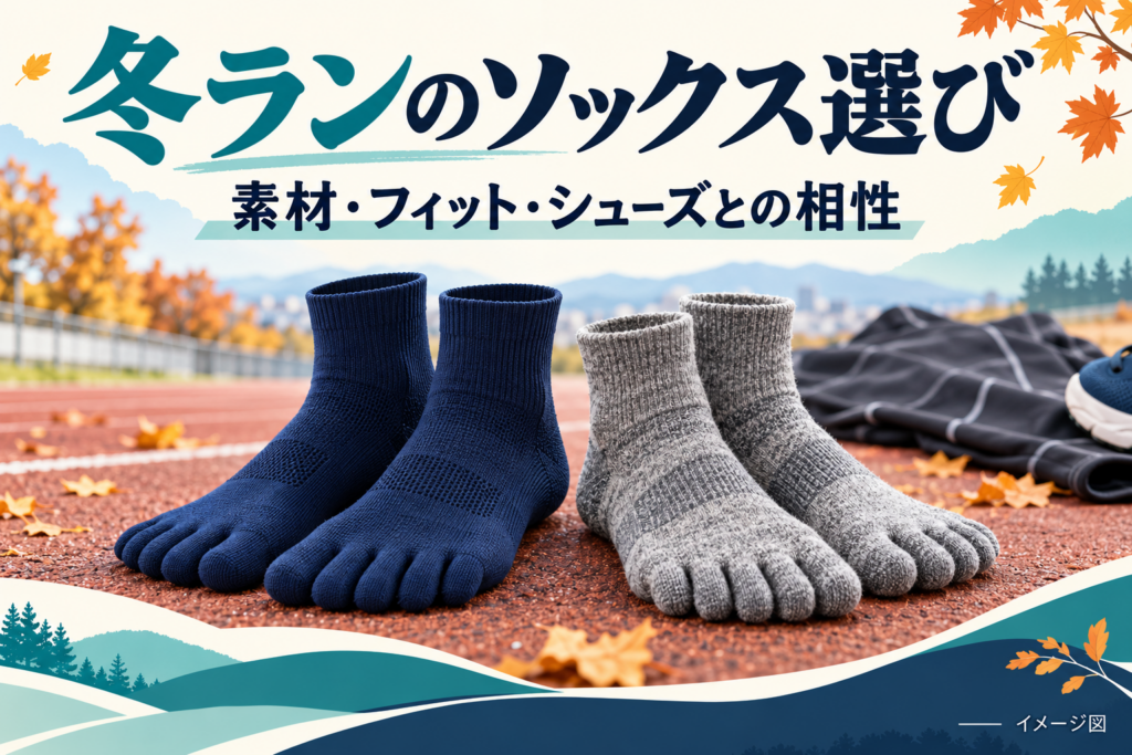 冬ランの五本指ソックス選びのイメージ図。実物の商品写真ではありません。