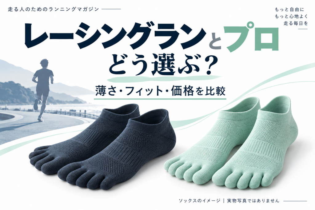 五本指ランニングソックスの比較イメージ。特定商品の実物写真ではありません