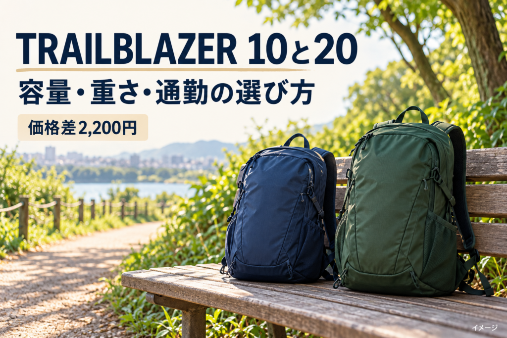 TRAILBLAZER 10と20の比較。バックパックのイメージ。実物写真ではありません